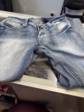 Soundgirl Straight Leg Faded Blue Jeans